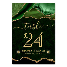 グリーンと金ゴールドフェイクグリッターアゲ結婚ート テーブルナンバー