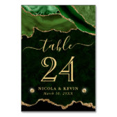 グリーンと金ゴールドフェイクグリッターアゲ結婚ート テーブルナンバー (裏面)