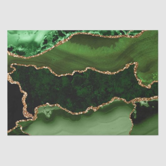 グリーンと金ゴールドフェイクグリッターマーブルゲート 薄葉紙 (正面)