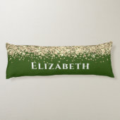 グリーンと金ゴールドフェイクグリッター美学名前をカスタムする ボディピロー (裏面)