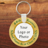 グリーンと金ゴールドフォトクラス懇親会パーティーの好意 キーホルダー (正面)