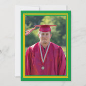 グリーンと金ゴールドフォト卒業パーティー 招待状 (正面)