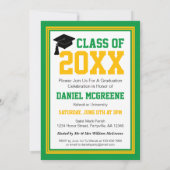 グリーンと金ゴールドフォト卒業パーティー 招待状 (裏面)