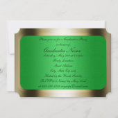 グリーンと金ゴールドフレームの卒業パーティー 招待状 (裏面)