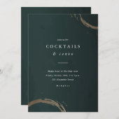 グリーンと金ゴールドホリデーカクテルパーティー 招待状 (正面/裏面)