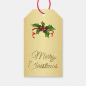 グリーンと金ゴールドホリーメリークリスマス ギフトタグ (裏面)