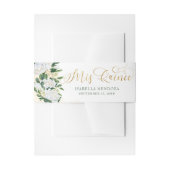 グリーンと金ゴールドホワイト牡丹バラフローラミクリン 招待状ベリーバンド (正面例)
