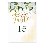 グリーンと金ゴールドホワイト牡丹バラフローラ テーブルナンバー (正面)