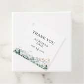 グリーンと金ゴールドマウンテンサンキューメッセージカード フェイバータグ (インサイチュ)