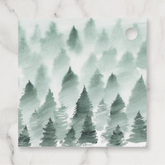 グリーンと金ゴールドマウンテンサンキューメッセージカード フェイバータグ (裏面)