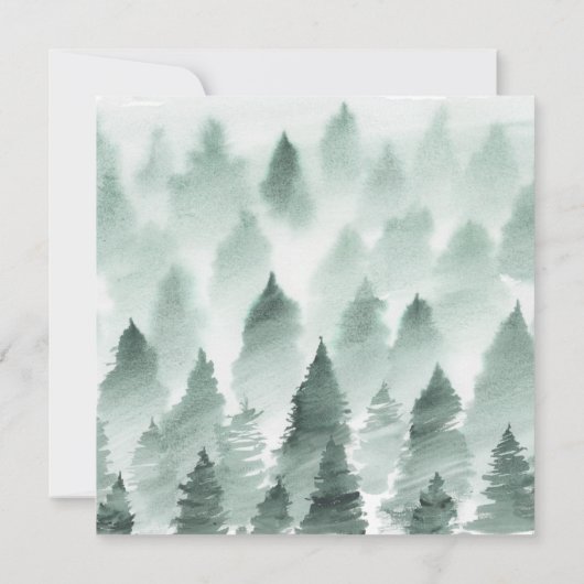 グリーンと金ゴールドマウンテンスクエア結婚式招待状 招待状 (裏面)