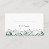 グリーンと金ゴールドマウンテンフラ結婚ットの座席表 プレイスカード (正面)