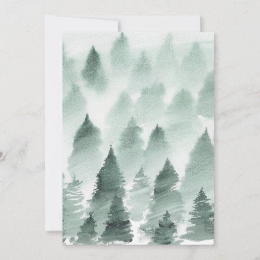 グリーンと金ゴールドマウンテンブライダル茶パーティーの招待 招待状 (裏面)