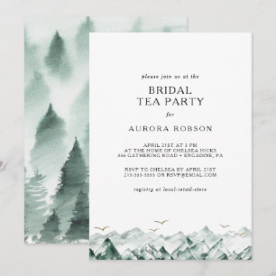 グリーンと金ゴールドマウンテンブライダル茶パーティーの招待 招待状