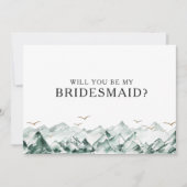 グリーンと金ゴールドマウンテンブライドメイド提案カード 招待状 (正面)