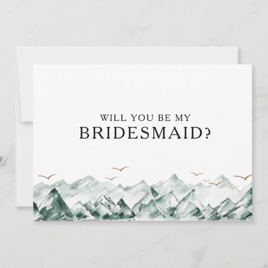 グリーンと金ゴールドマウンテンブライドメイド提案カード 招待状 (正面)