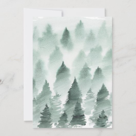 グリーンと金ゴールドマウンテン結婚式招待状 招待状 (裏面)