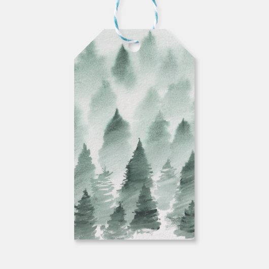 グリーンと金ゴールドマウン結婚テンのウェルカムギフトラベル ギフトタグ (裏面)