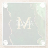 グリーンと金ゴールドマーブルゲート ガラスコースター (裏面)