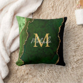 グリーンと金ゴールドマーブルゲート クッション (ブランケット)