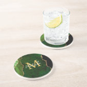 グリーンと金ゴールドマーブルゲート コースター (側面)