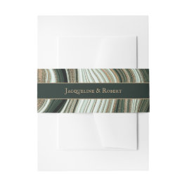 グリーンと金ゴールドマーブル結婚ズ 招待状ベリーバンド