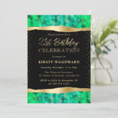 グリーンと金ゴールドマーメイドはかりで測21歳の誕生日 招待状 (スタンド正面)