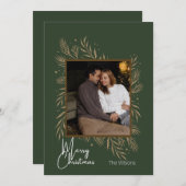 グリーンと金ゴールドミニマリストのクリスマスカード シーズンカード (正面/裏面)
