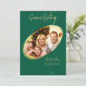 グリーンと金ゴールドミニマルシーズンのグリーティングクリスマス シーズンカード (スタンド正面)