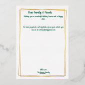 グリーンと金ゴールドミニマルシーズンのグリーティングクリスマス 箔シーズンカード (裏面)