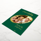 グリーンと金ゴールドミニマルシーズンのグリーティングクリスマス 箔シーズンカード (回転した状態)