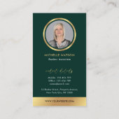 グリーンと金ゴールドモダンのロゴロ実在グ・エステート写真 名刺 (裏面)