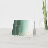 グリーンと金ゴールドモダンの水の色ありがグラデーションとう カード (裏面)