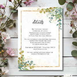 グリーンと金ゴールドユーカリの結婚水彩色 エンクロージャーカード