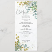 グリーンと金ゴールドユーカリの結婚水彩色 メニュー (正面)