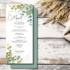 グリーンと金ゴールドユーカリの結婚水彩色 メニュー