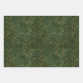 グリーンと金ゴールドユーカリ ラッピングペーパーシート (正面2)