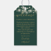 グリーンと金ゴールドライト結婚式の引き出物ウェルカムバスケット ギフトタグ (裏面)