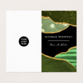 グリーンと金ゴールドリネン生地 名刺 (外部フラット)