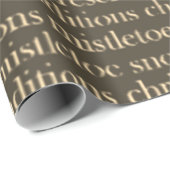 グリーンと金ゴールドワードアートクリスマスラッピング紙 ラッピングペーパー (ロールコーナー)