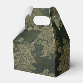 グリーンと金ゴールドヴィンテージダマスク フェイバーボックス