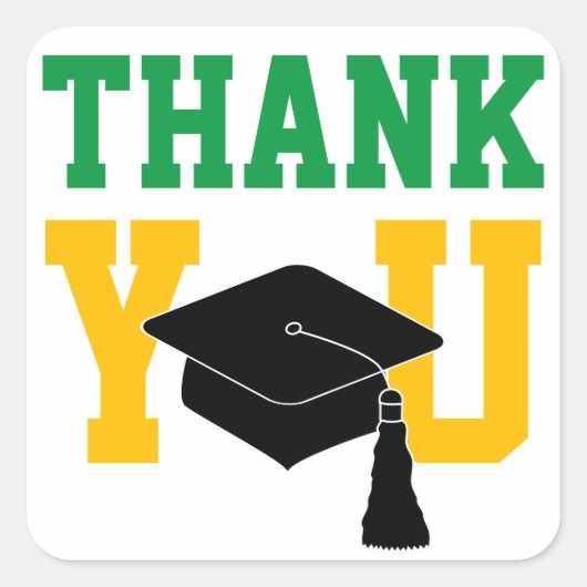 グリーンと金ゴールド卒業ありがとう スクエアシール (正面)