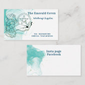 グリーンと金ゴールド星形五角形ウィッチクラフト名刺 名刺 (正面/裏面)