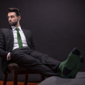 グリーンと金ゴールド水玉模様メディカルクロスドクター ネクタイ