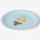 グリーンと金ゴールド水着プールパーティー紙プレート ペーパープレート (アングル)