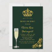 グリーンと金ゴールド王室のクラウンブランチとバブリー 招待状 (正面)