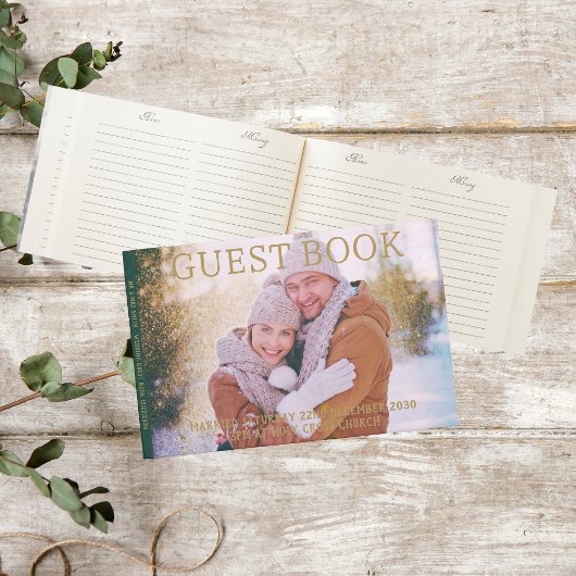 グリーンと金ゴールド結婚の写真 ゲストブック