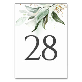 グリーンと金ゴールド結婚の表の番号カード テーブルナンバー