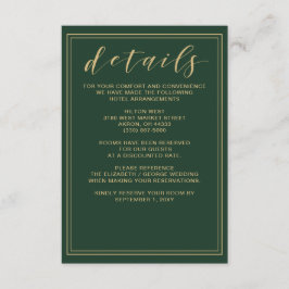 グリーンと金ゴールド結婚の詳細カード エンクロージャーカード
