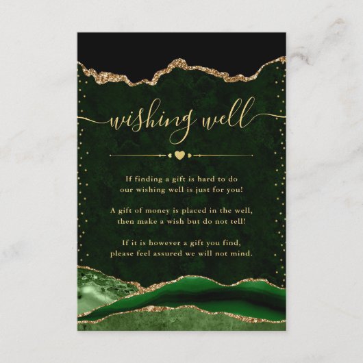 グリーンと金ゴールド結婚アゲートの願い井戸 エンクロージャーカード (正面)
